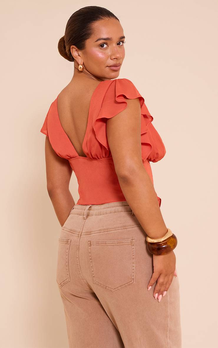 Rouille Blouse À Épaules Drapées Et Décolleté Plongeant Shape