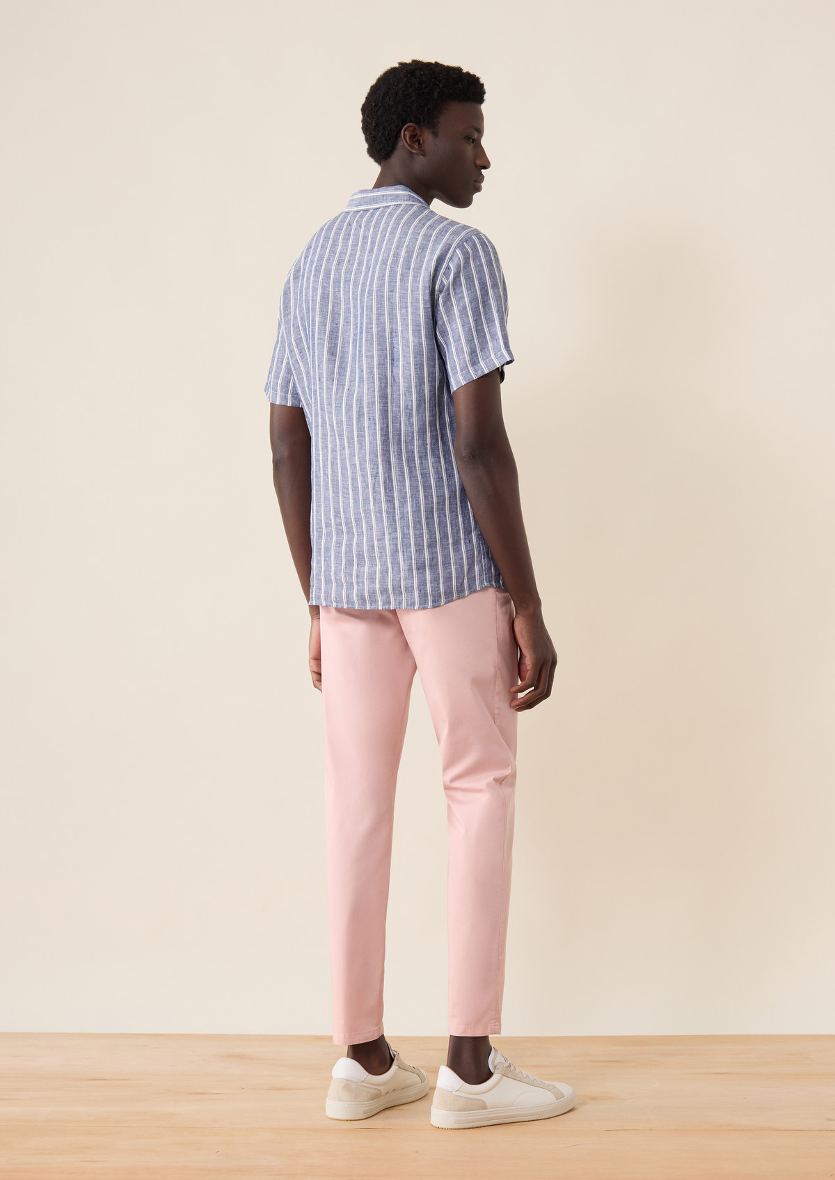 Chino slack skinny 7/8 en coton stretch uni rose