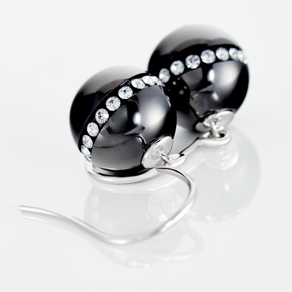 Boucles D'oreilles Pendantes Nina Cera Argent  Strass Et Céramique
