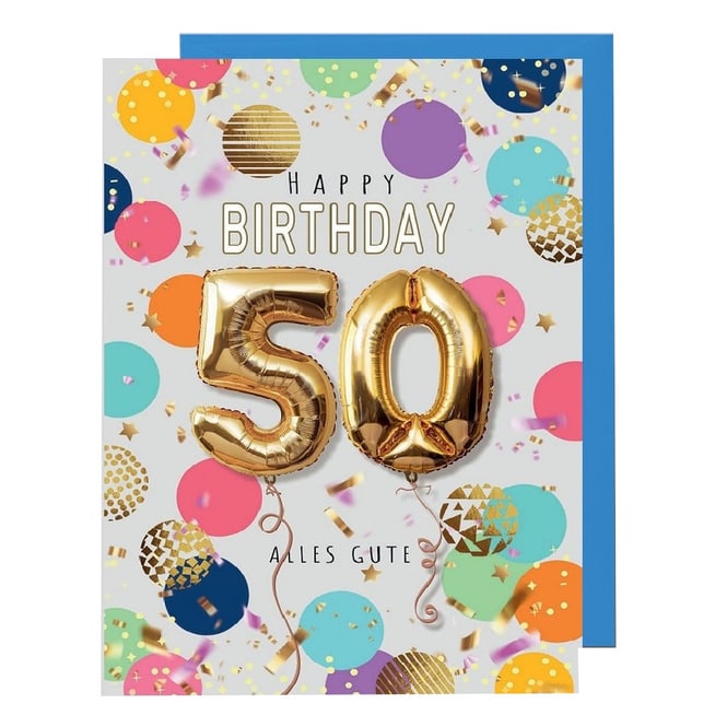 Glückwunschkarte - Happy Birthday - 50 - Alles Gute - mit Umschlag