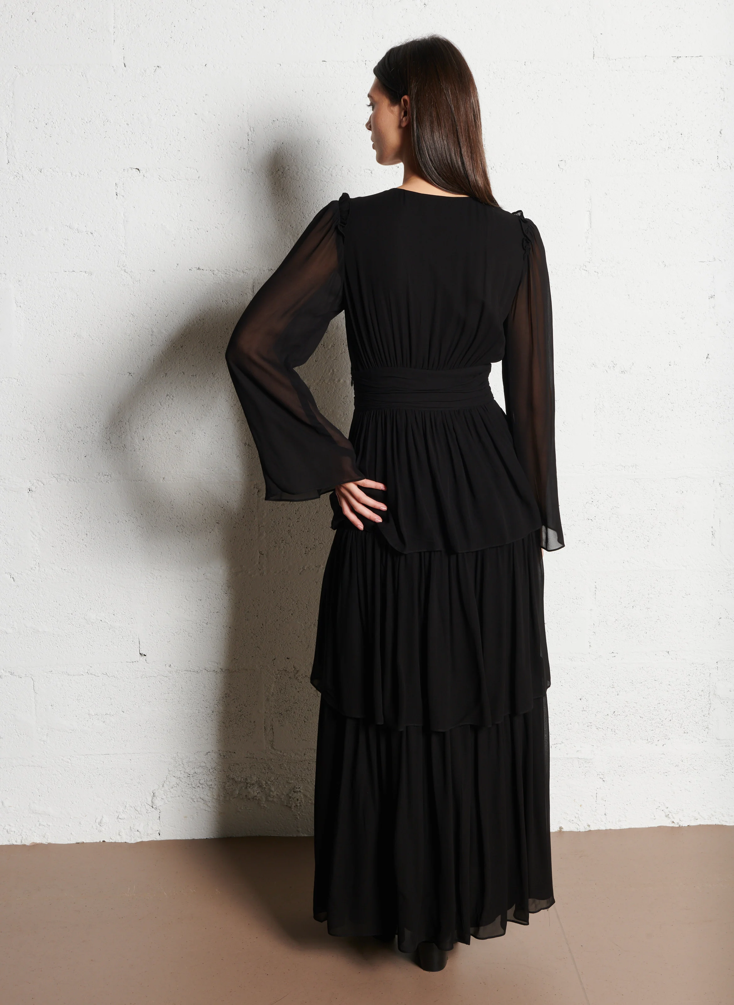 SAILOR - Robe longue drapée| Noir