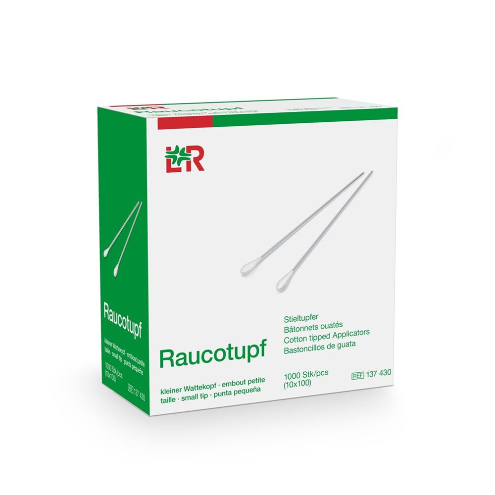 RAUCOTUPF Wattestäbchen Holz 15cm kleiner Wattekopf Btl 100 Stk