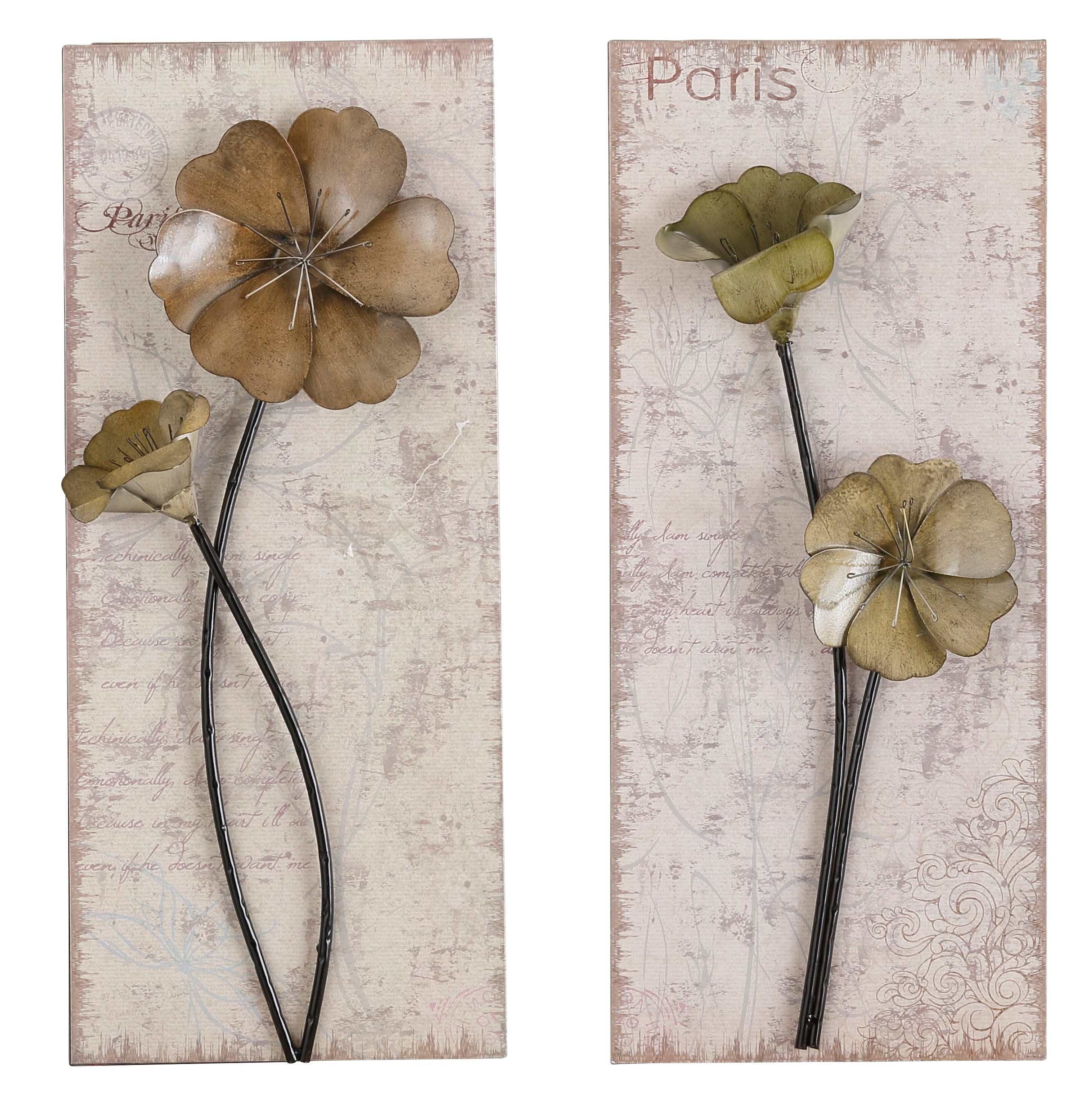 HOFMANN LIVING AND MORE Wandbild »Used-Look-Optik« Blumen | Blumenbilder Set, 2 Stk. tlg. 2x 30/71 cm