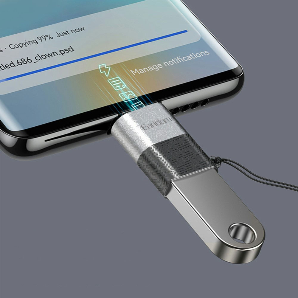 OTG Lightning auf USB A Adapter Konverter mit Handschlaufe / Halterung (480Mbit/s) - Silber / Schwarz