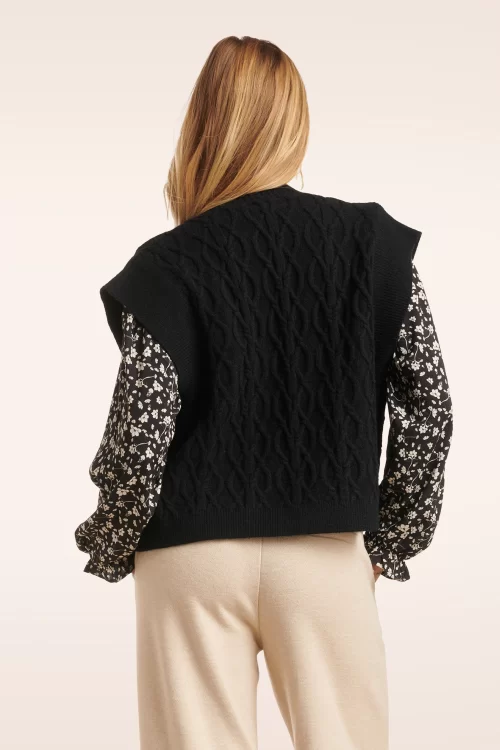 Smashed Lemon Valery gebreid gilet in zwart
