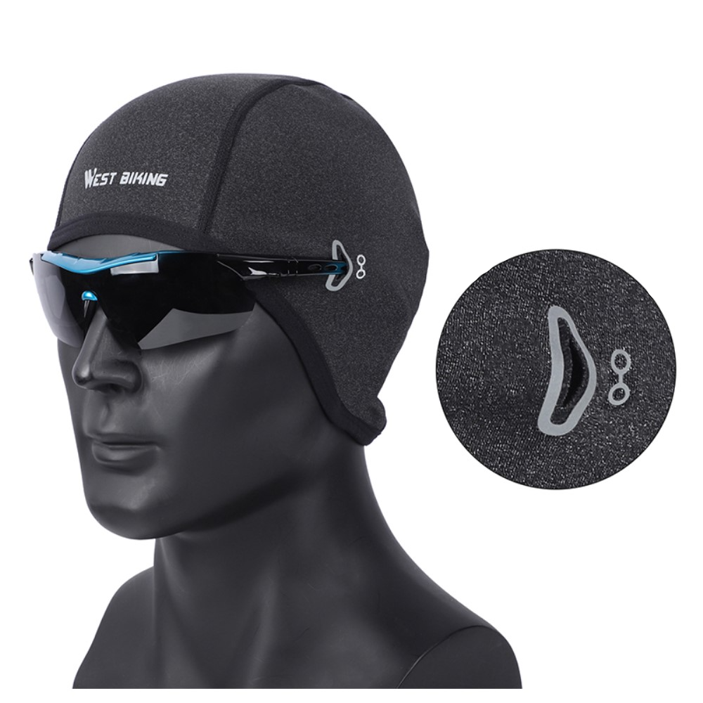 Outdoor Fleece Mütze Wintersport Kappe mit Brillenloch - Schwarz