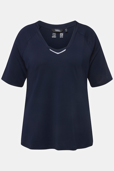 T-Shirt, UV-Schutz 40+, V-Ausschnitt, Halbarm, recycelt