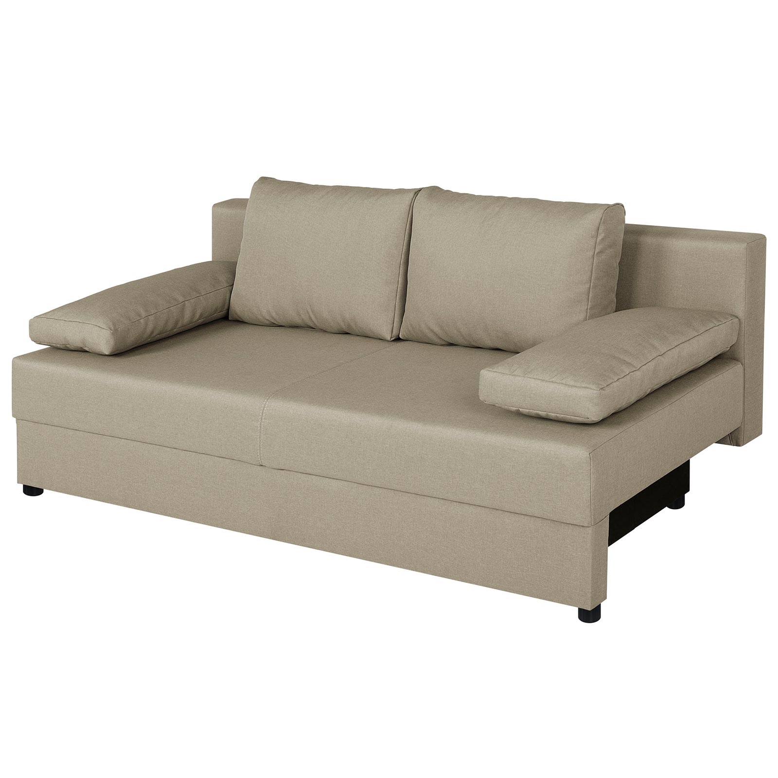 Schlafsofa - beige - Webstoff - Staukasten