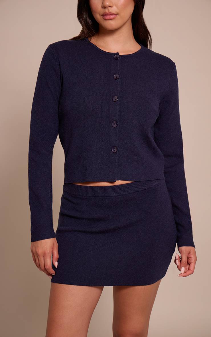 Bleu Marine Jupe En Maille Compacte
