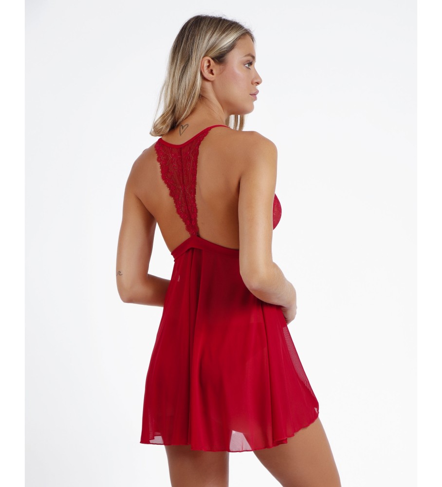 Conjunto Admas Temptation e calcinha noturna na cor vermelha
