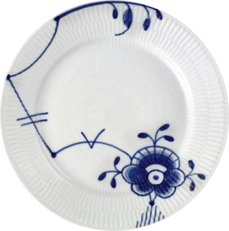 Royal Copenhagen Blå Mega Riflet 22 cm. tallerken Hvid, blå