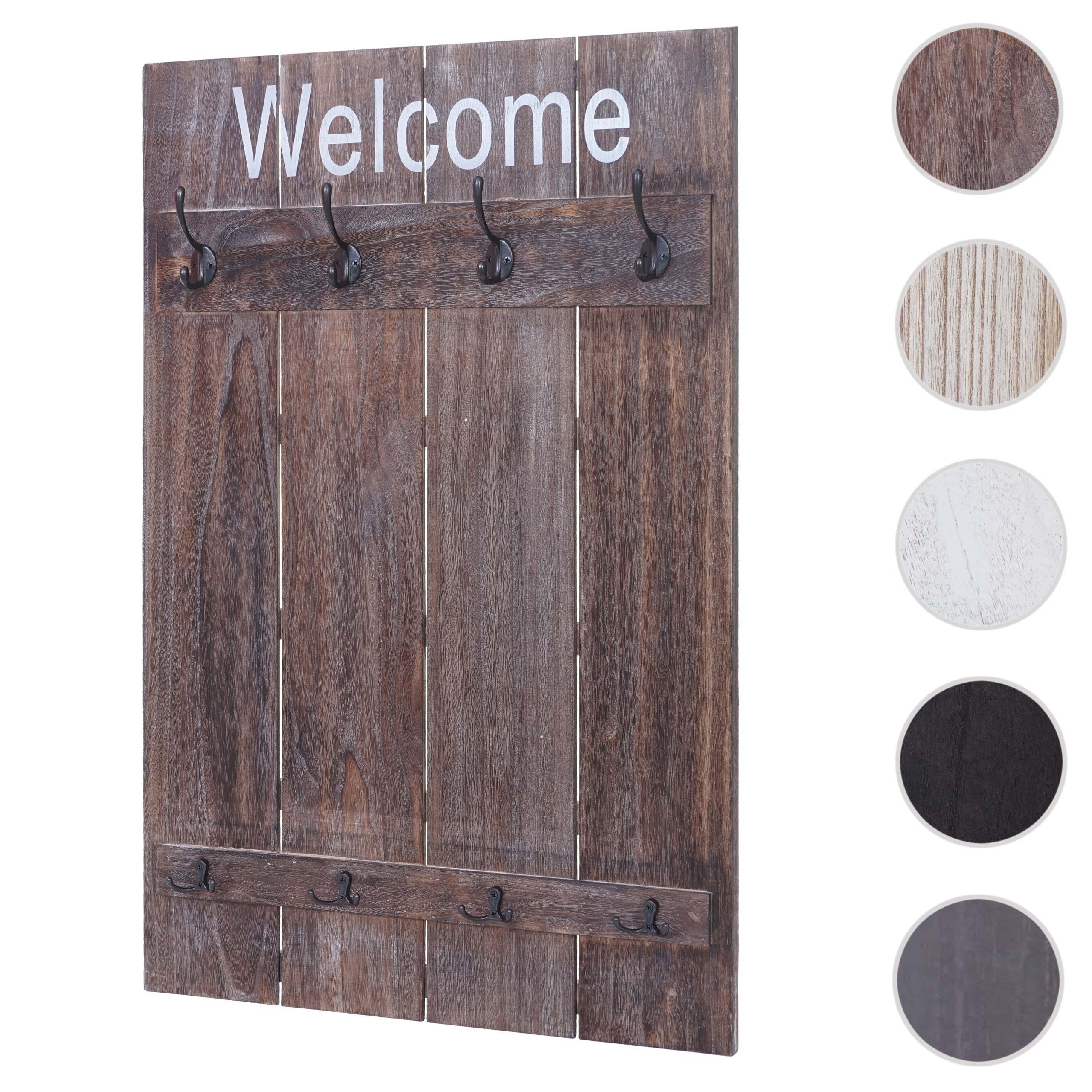 Wandgarderobe MCW-C89 Welcome, Garderobe Garderobenpaneel, Shabby-Look Vintage, 91x60cm ~ braun, shabby