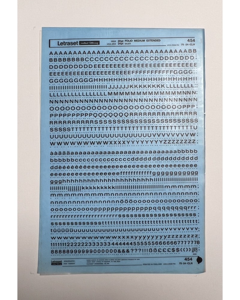 Letraset 454 - FOLIO MEDIUM EXTENDED- 20/24pt