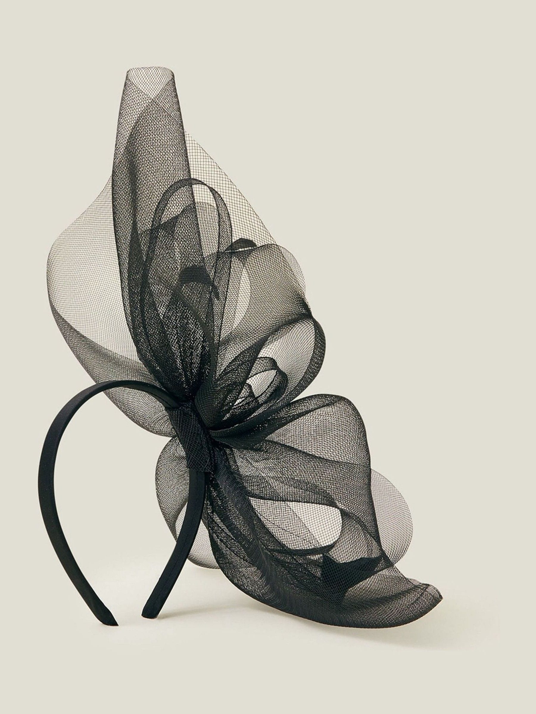 Zwart - Accessorize Large Rhea Crin Fascinator
