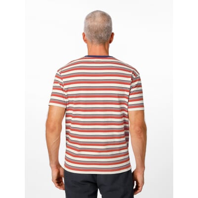 Herren-T-Shirt 1967 Streifen, Orange-Ecru