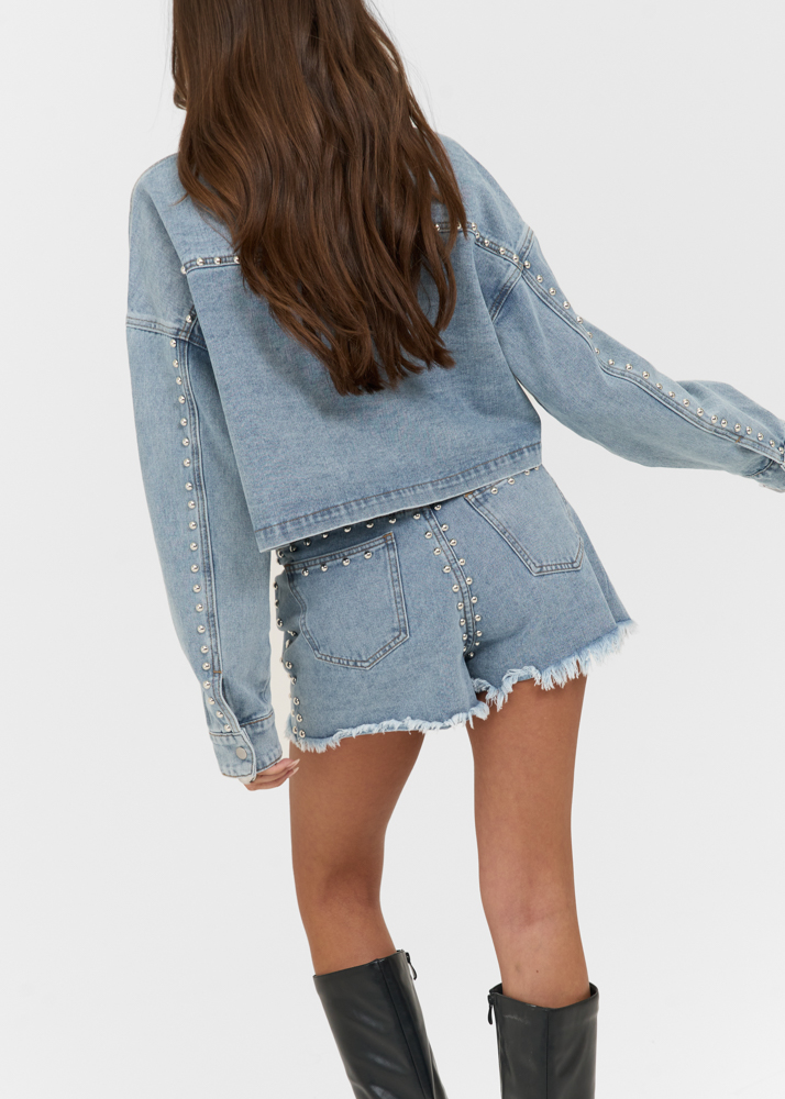 Luca stud jacket lichtblauw