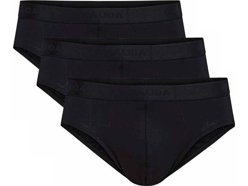 Calida Unterhosen Natural Benefit 3er Pack Dark Schwarz, S Herren Slip