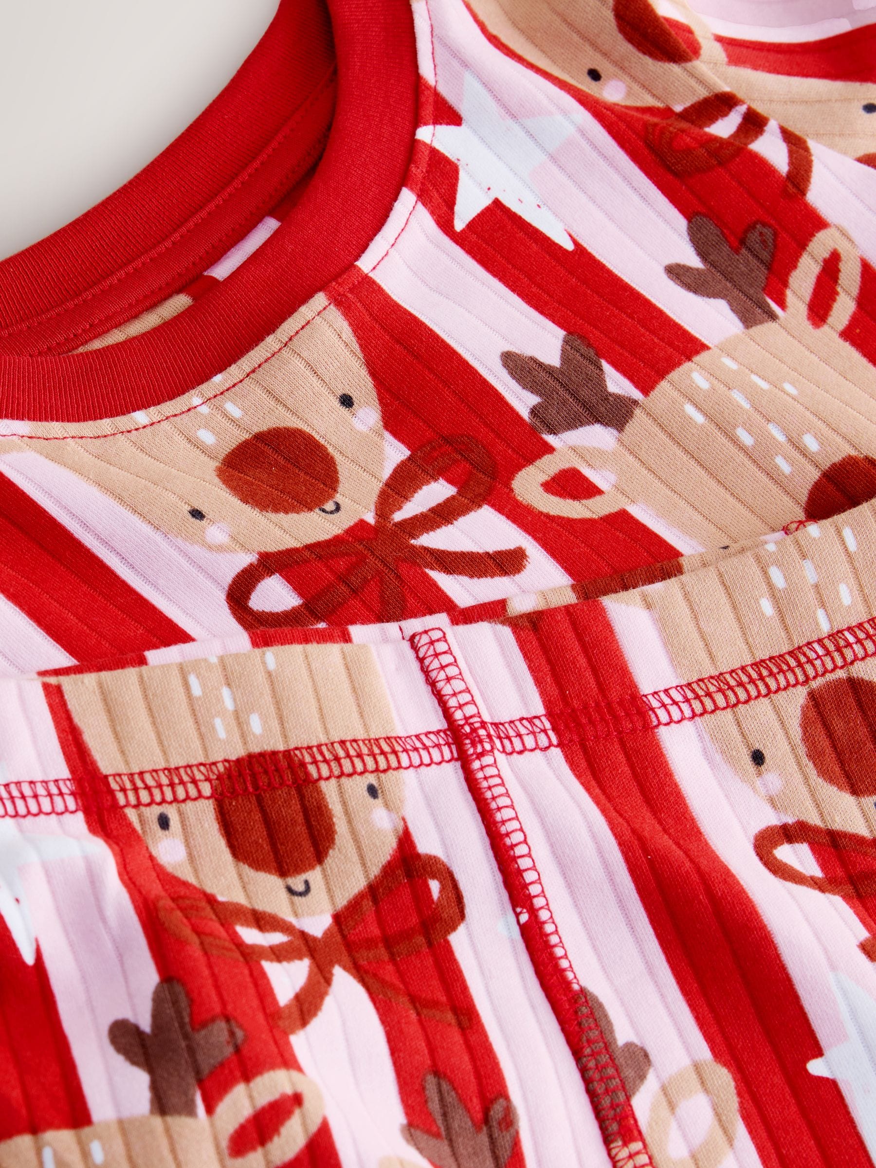 Rood/roze gestreept rendier - Kerstpyjama (9 mnd-16 jr)