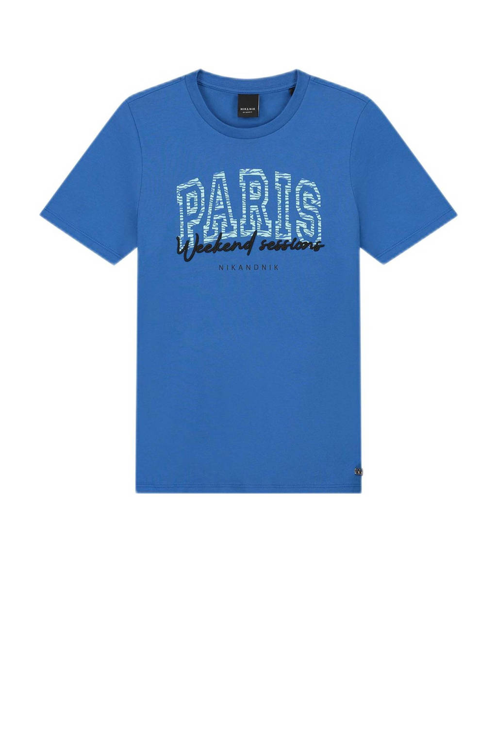 NIK&NIK T-shirt Paris met tekst helderblauw