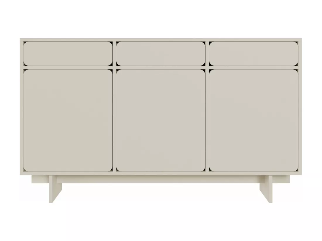 Buffet - 150 cm - 3 portes - 3 tiroirs- grège - WUWU