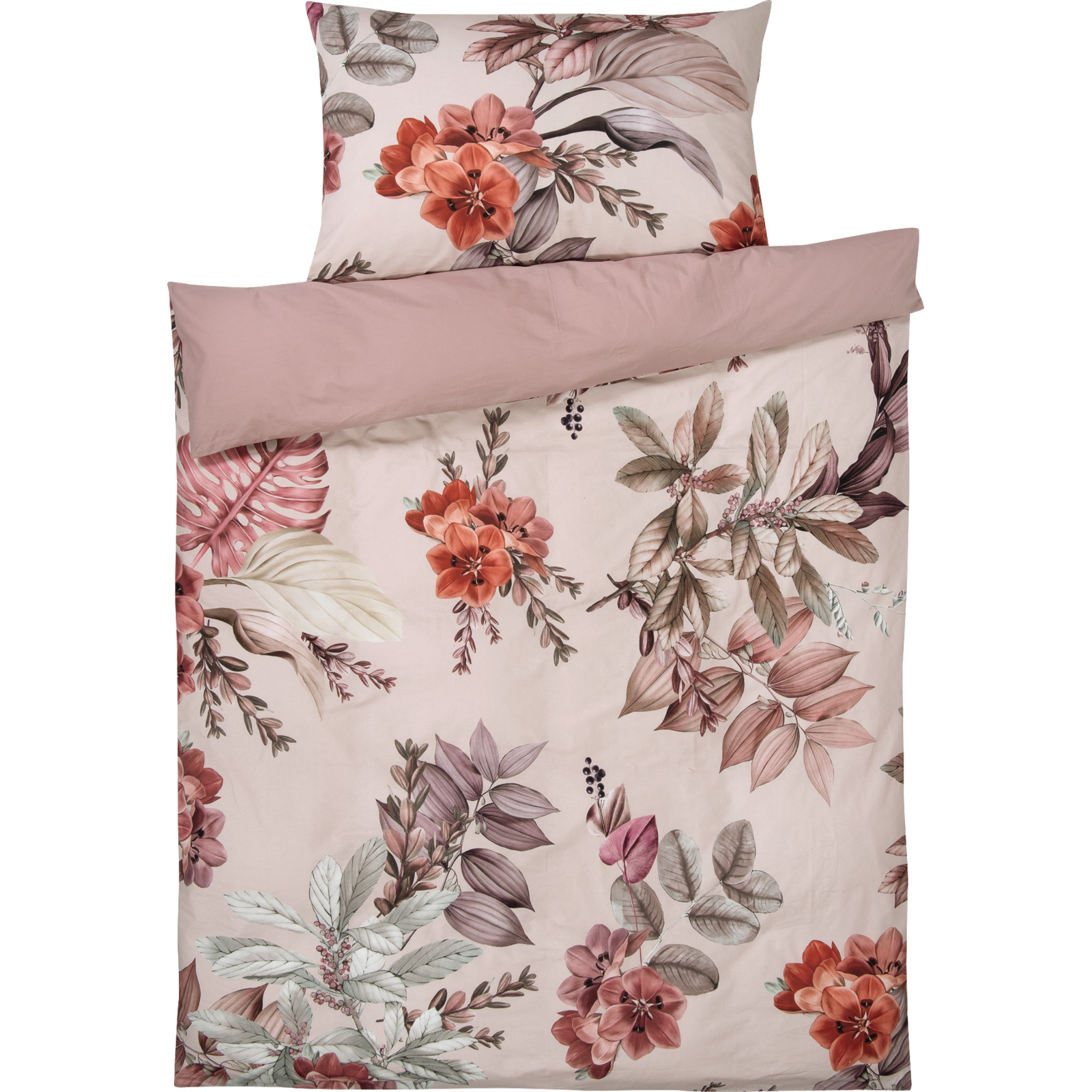 Bettwäsche mit Blüten und Blätter