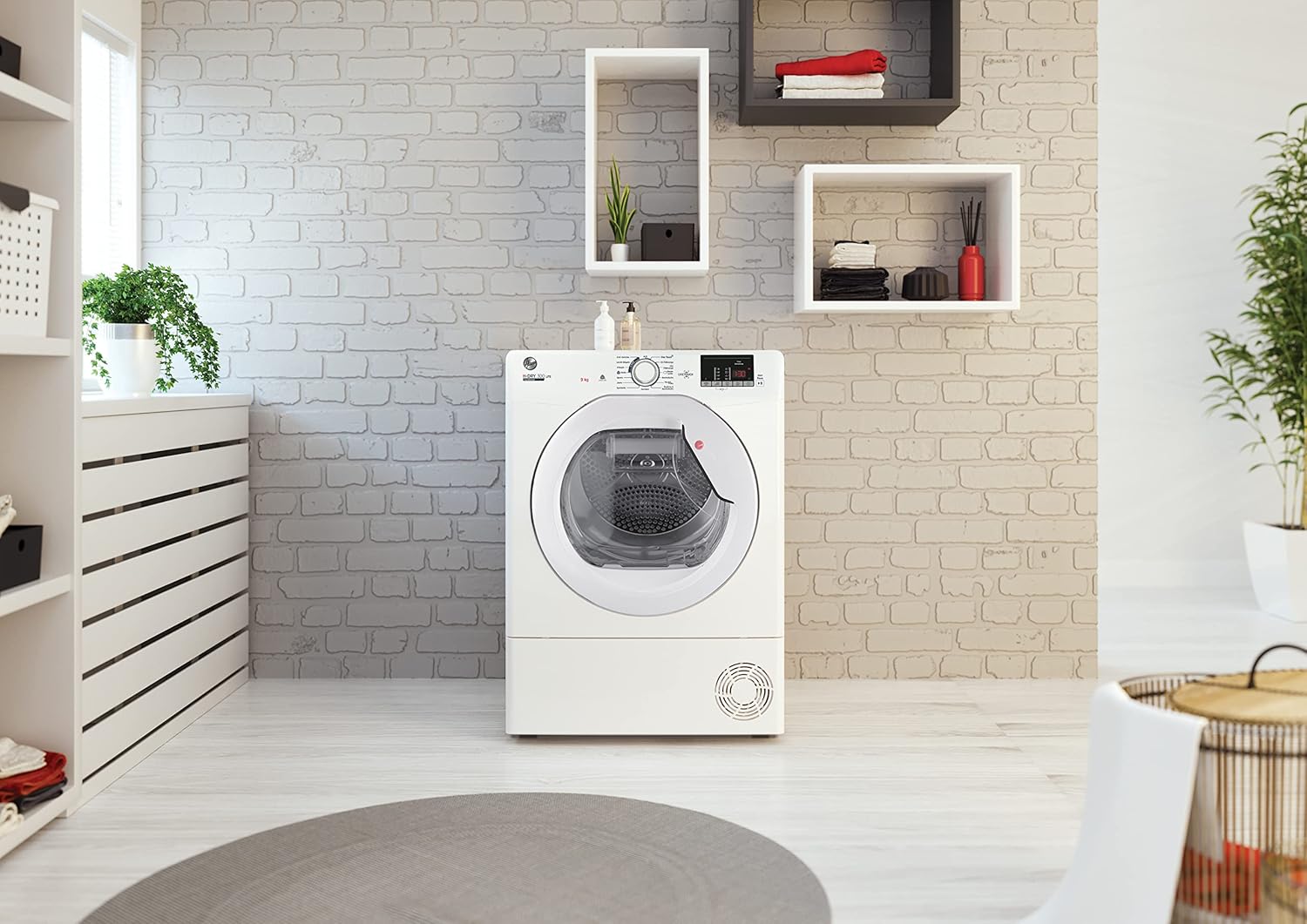 Hoover H-DRY 300 Lite Kondenstrockner / 9 kg/Smarte Bedienung mit NFC-Technologie/AquaVision-Kondenswasserbehälter/Weiß/Modell: HLE C9DE-84
