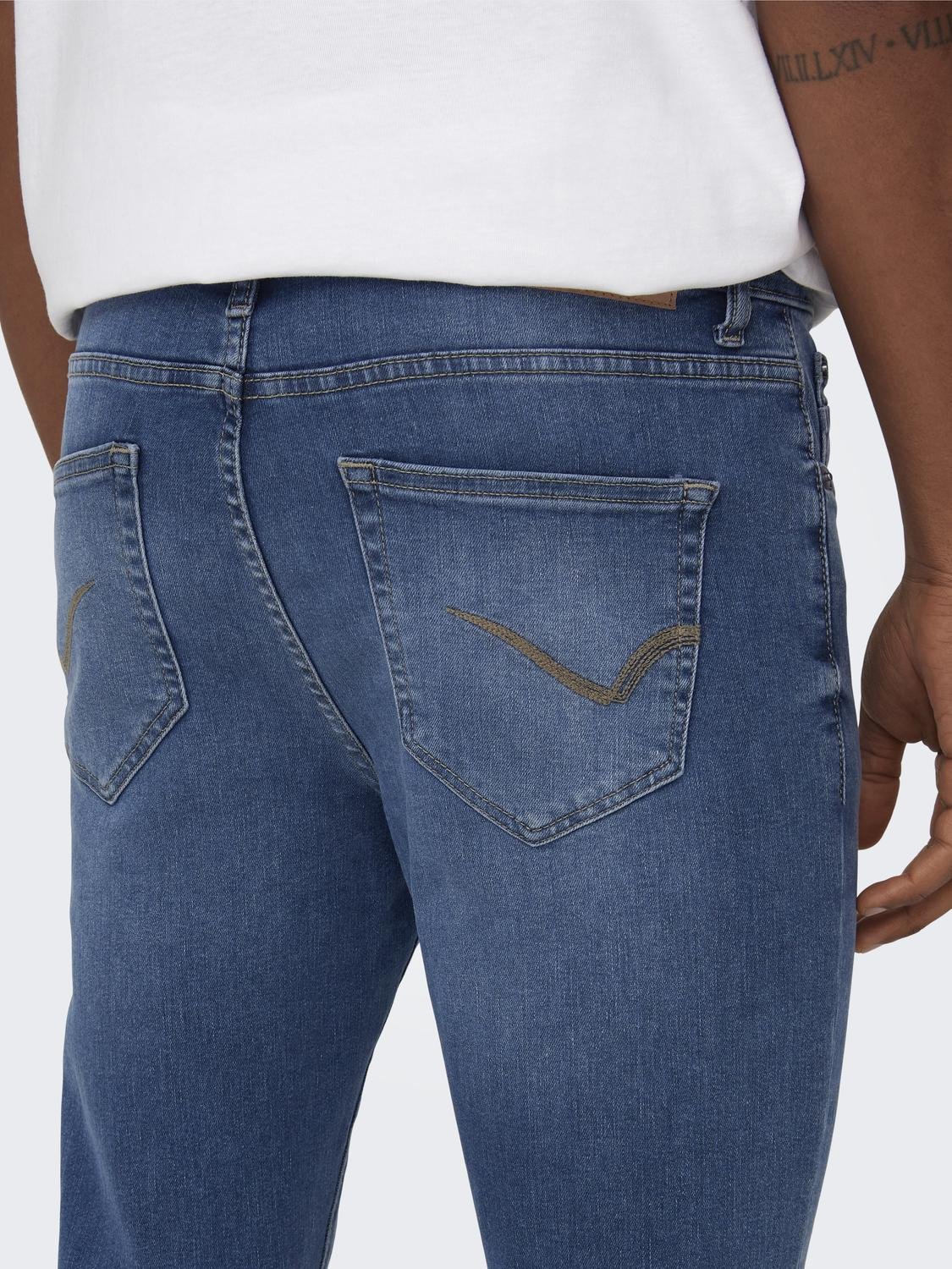 ONSFLY Mid Rise Spray on Fit Jeans Medium Blue Denim