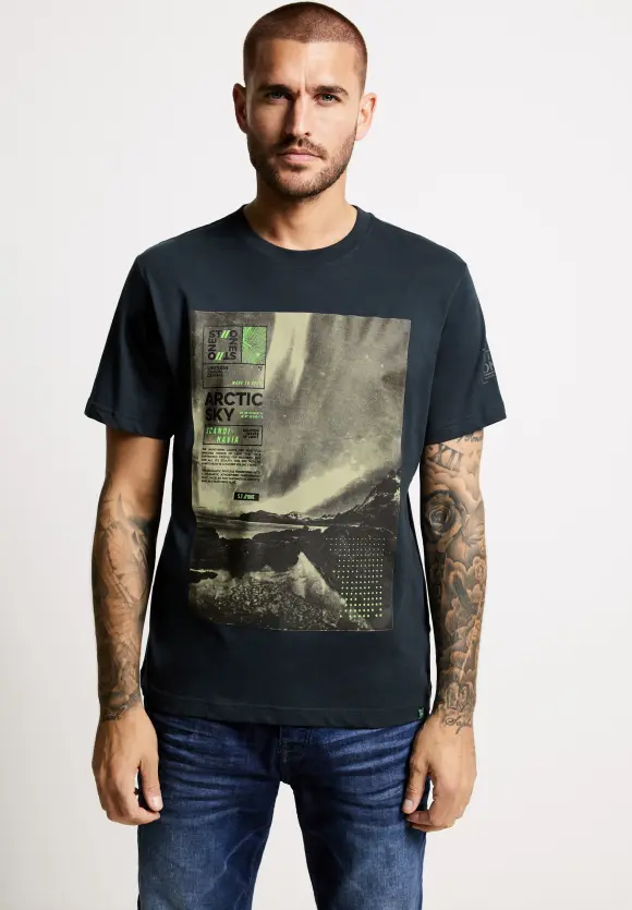 Arctic Sky Foto T-Shirt - diver blue