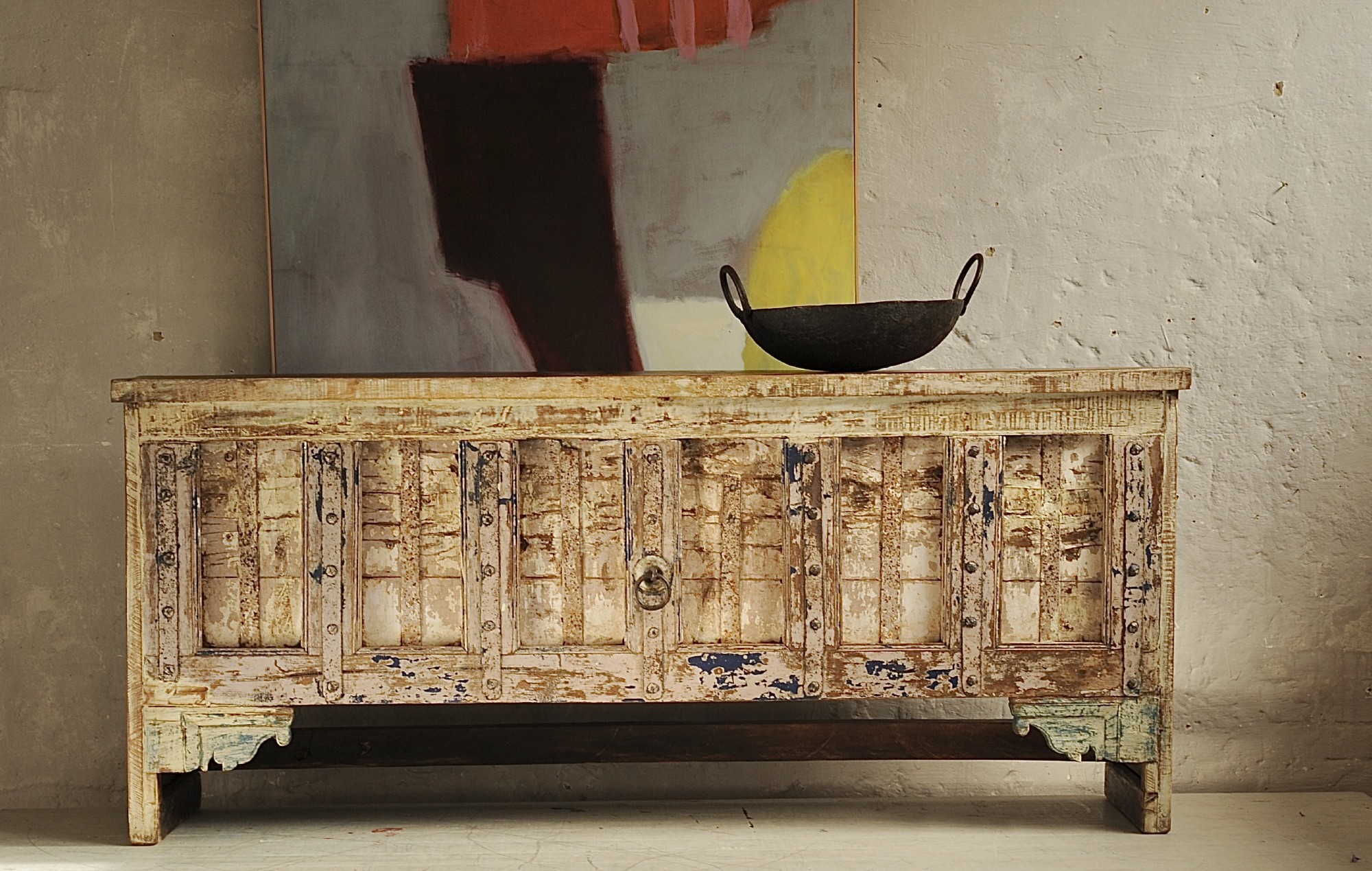 'Old Door' Konsolentisch Unikate, B 160 - 172 cm, H 87 cm, L 44 - 45 cm von fischer's lagerhaus