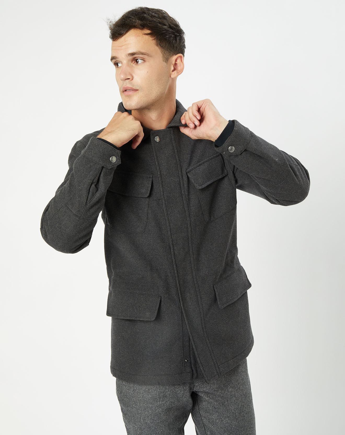 Hackett London Parka de ville en Laine mélangée Velo grise
