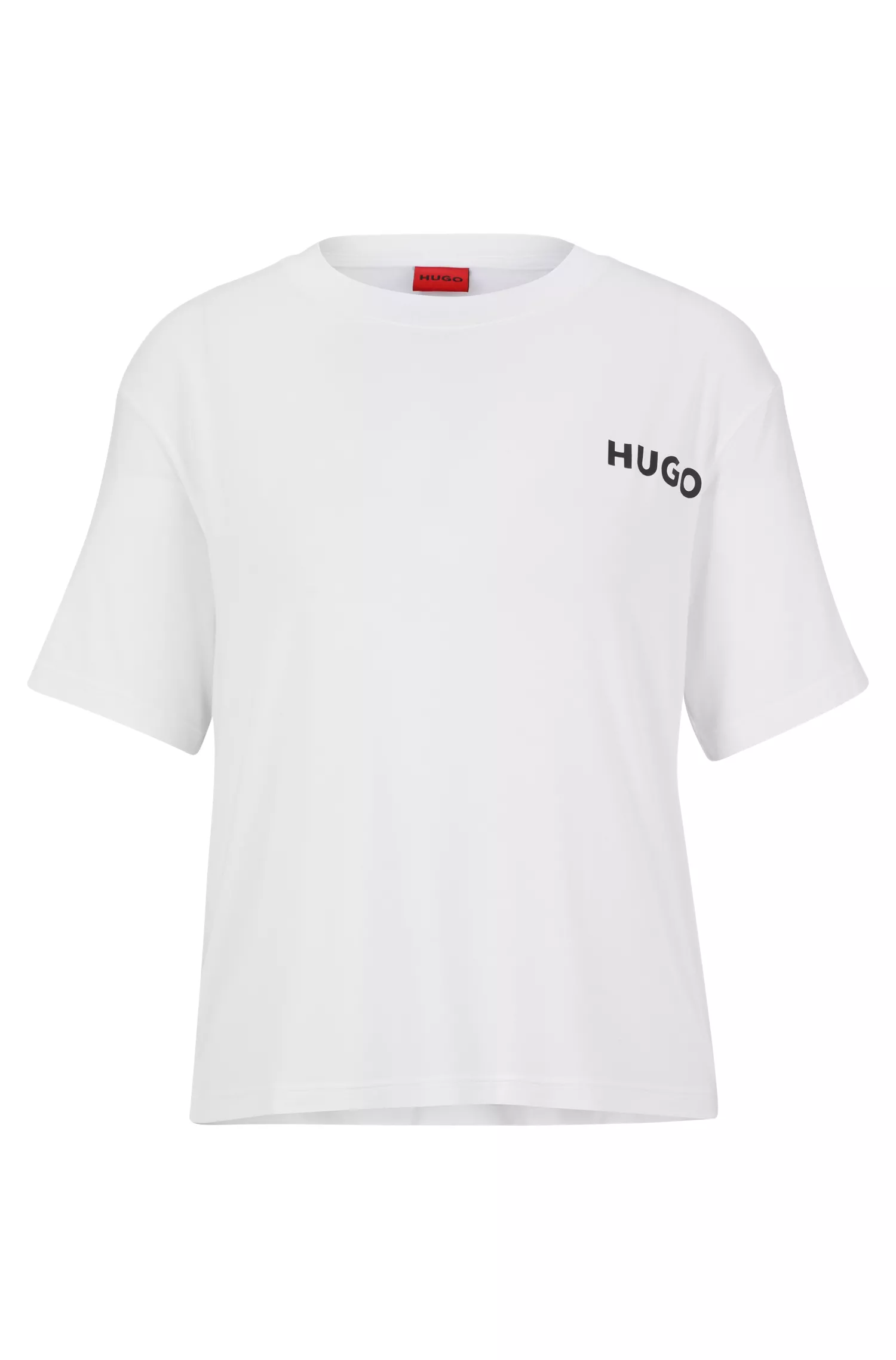 Camiseta de pijama HUGO vermelha, modelagem relaxada, com logotipo estampado.