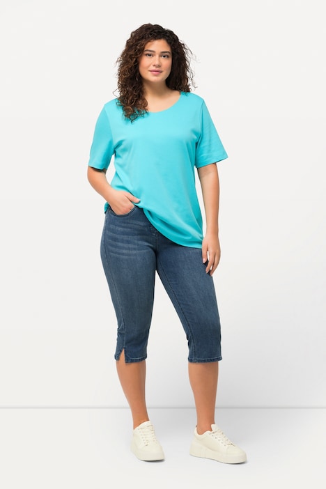 Capri Jeans Sarah, schmale 5-Pocket-Form, Saumschlitz
