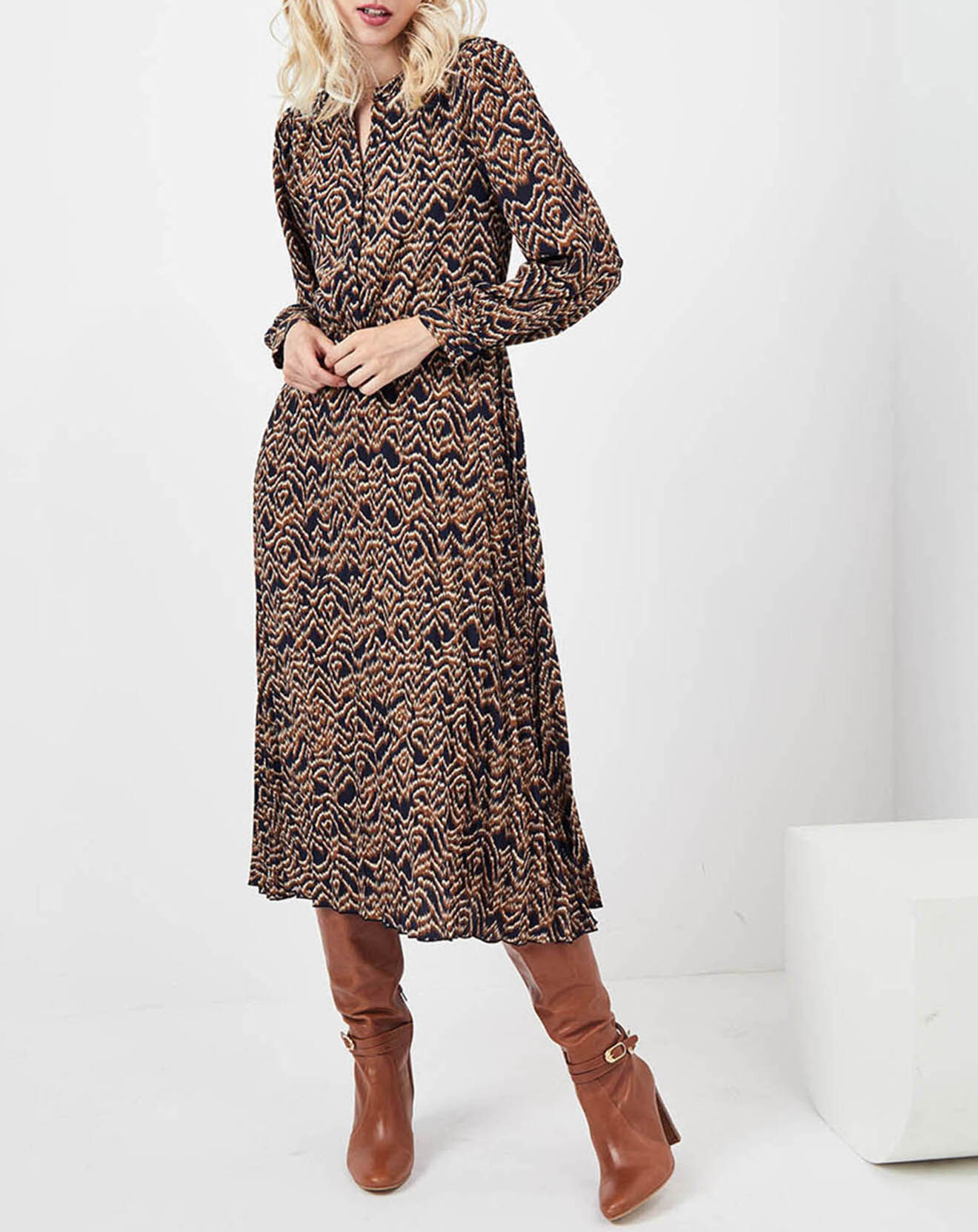 See u Soon Robe Sureau imprimée noir/marron