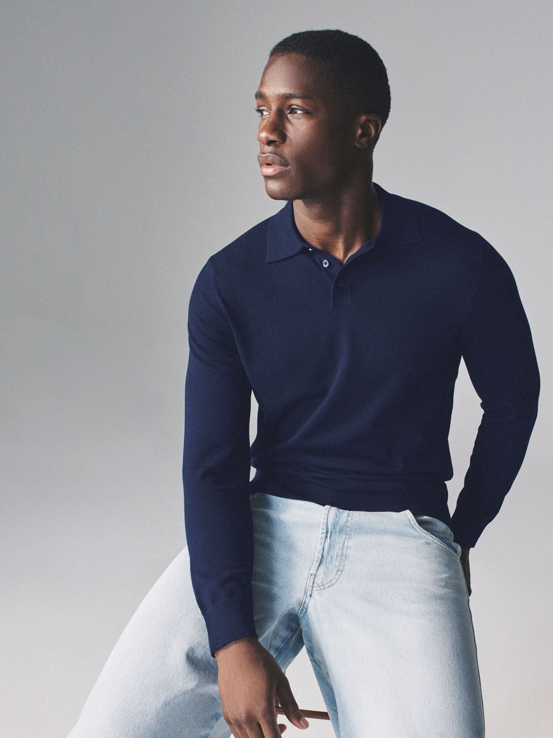 Navy Blue/Khaki/Brown - The Set 3 Pack Gebreide Polo Truien met Lange Mouwen