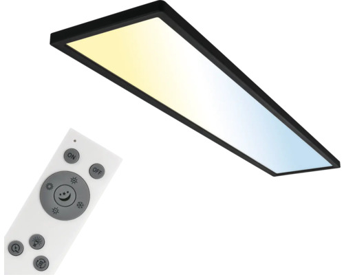 Dimbaar LED-paneel, 36W, 4800 lm, CCT verstelbaar, wit, 20x98 cm, slank, zwart + afstandsbediening + achtergrondverlichting + nachtlampfunctie