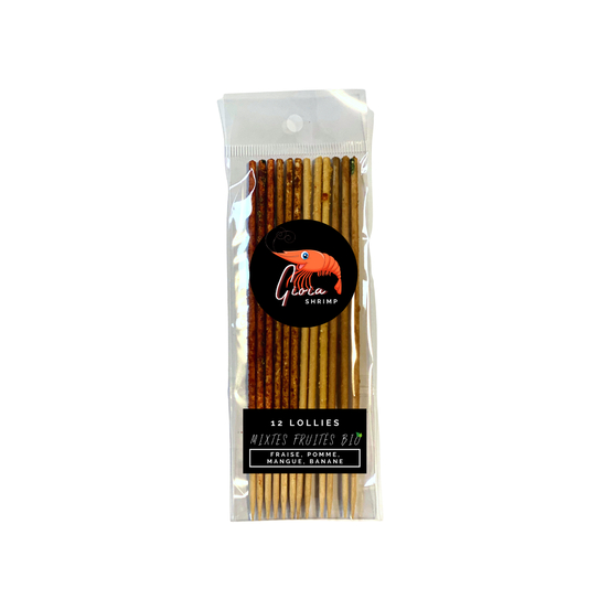 12 Lollies mixtes fruités Bio pour crevettes d'aquarium