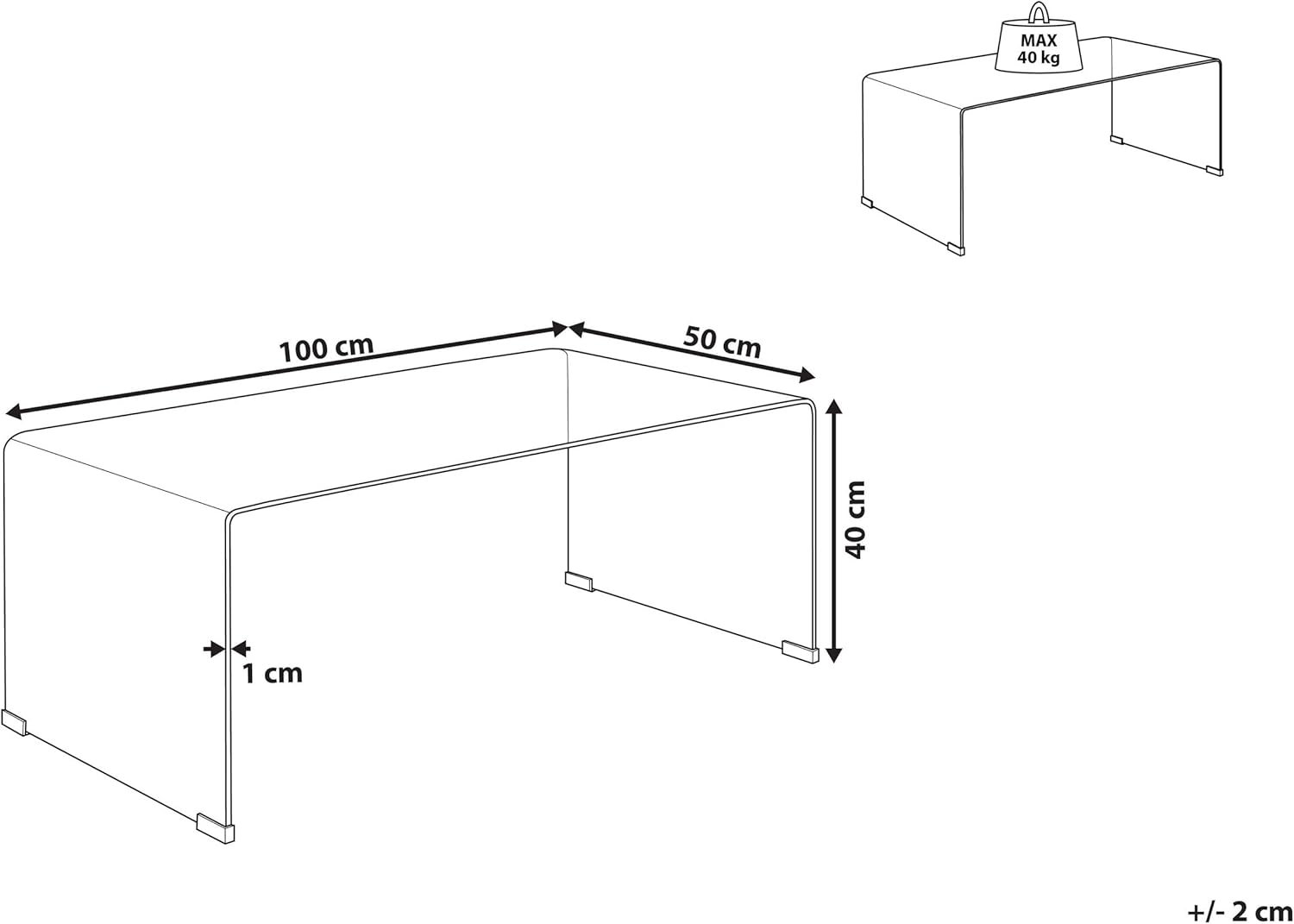 Beliani Minimalistischer Couchtisch transparent/braun Glas Kendall