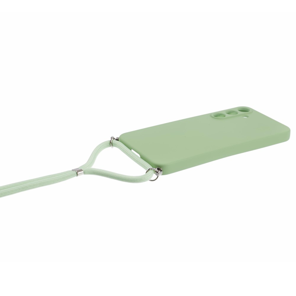 Samsung Galaxy A55 Necklace Gummi Case Hülle   Handykette (140cm) - Grün / Silber