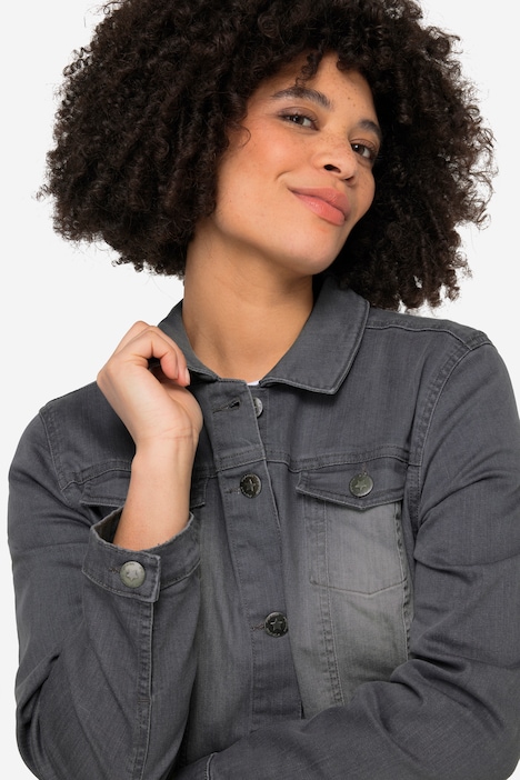 Jeansjacke Frieda, Wascheffekte, Hemdkragen, Langarm