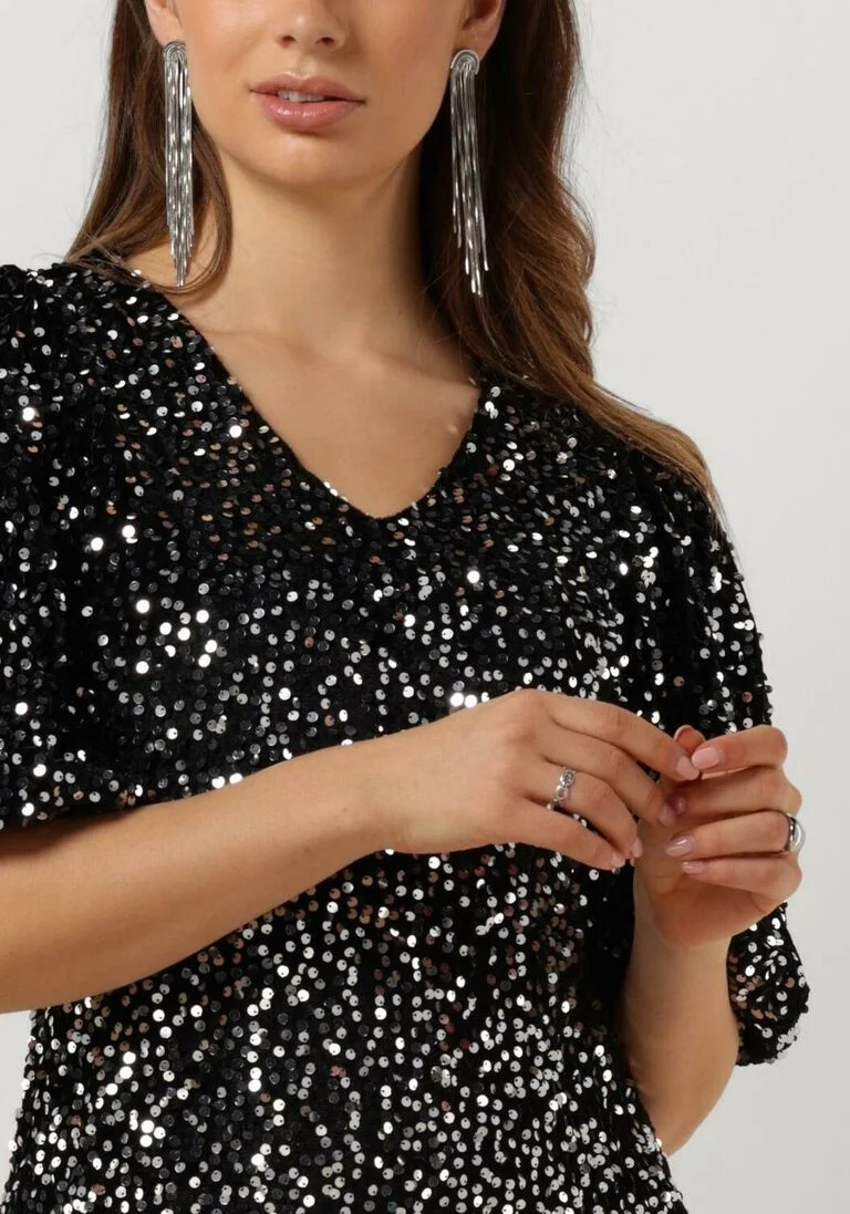 CO\\'COUTURE zwarte co'couture mini jurk serenacc sequin dress