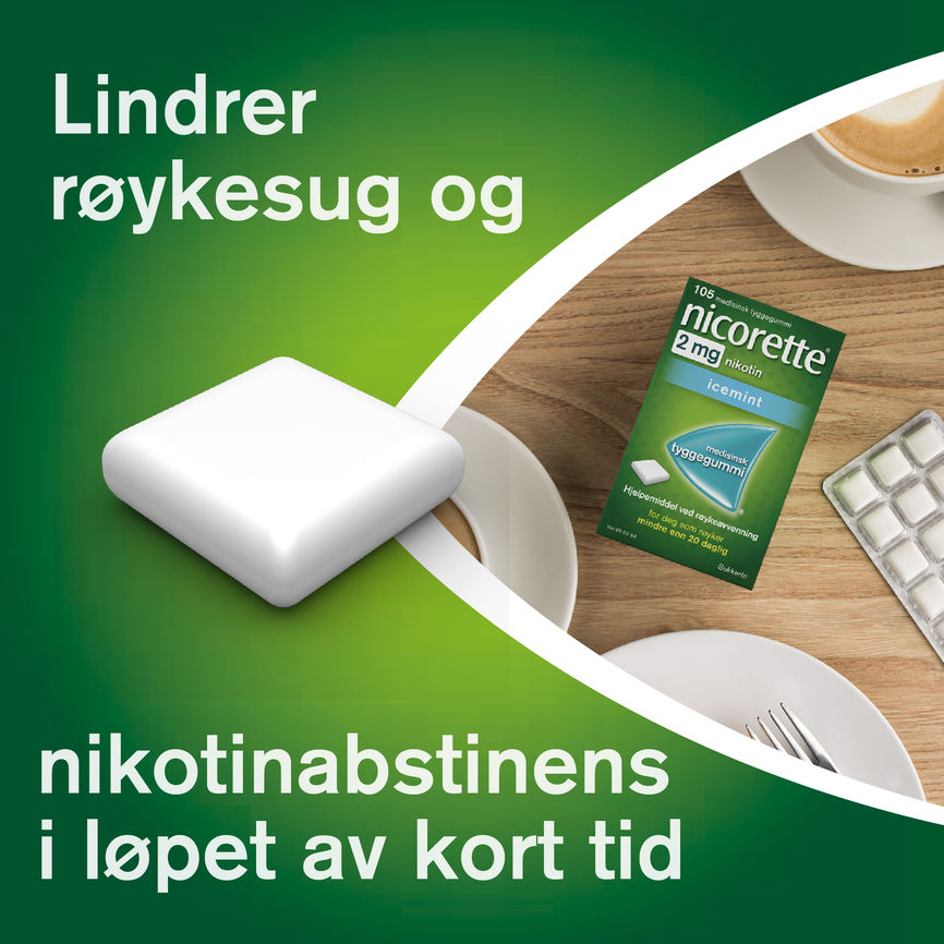 Nicorette Icemint tyggegummi 4 mg nikotin, slutte å røyke