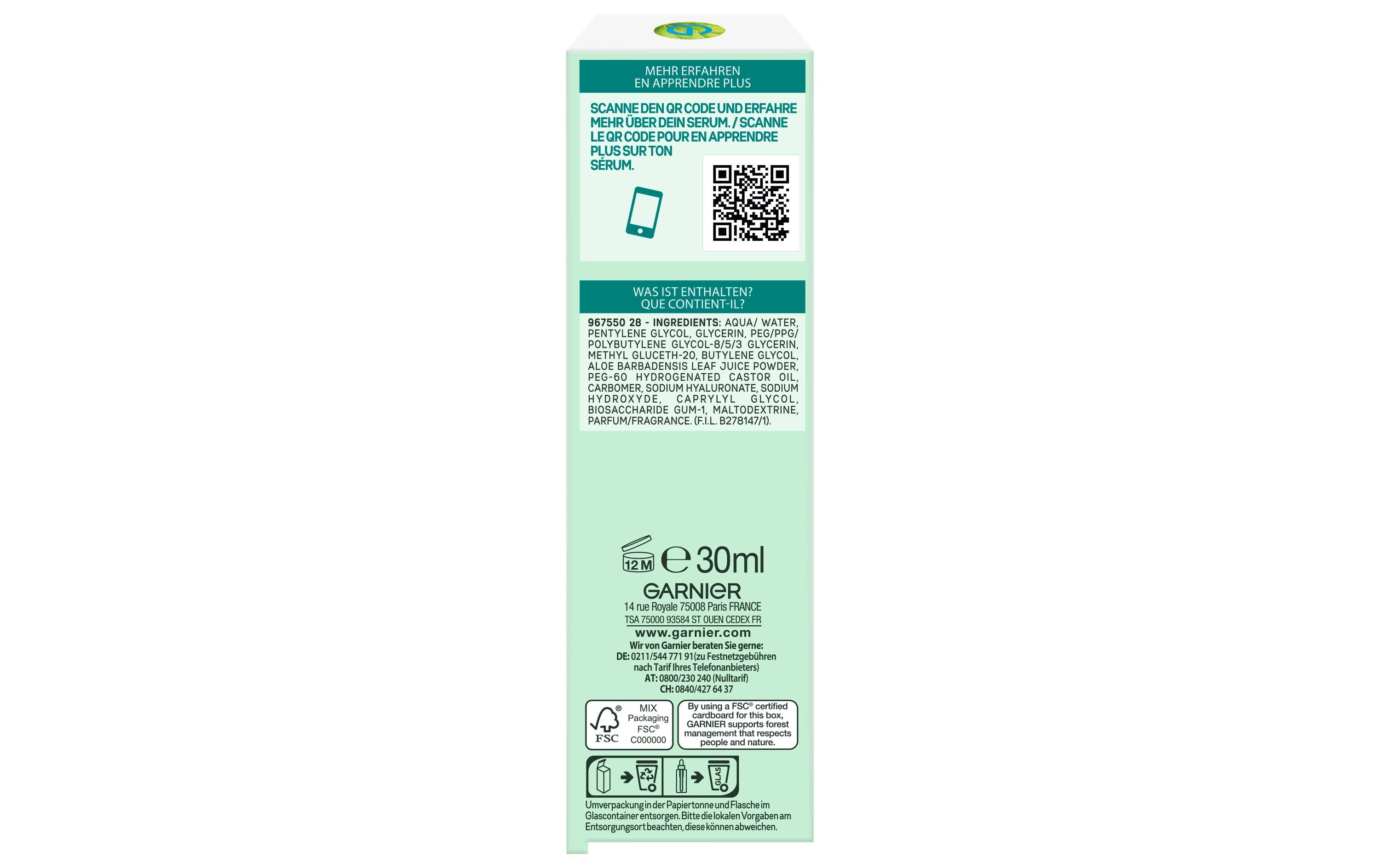 Gesichtsserum Hyaluron Aloe 30 mlFeuchtigkeitsspendendes Serum mit Hyaluronsäure, Glycerin und Aloe vera