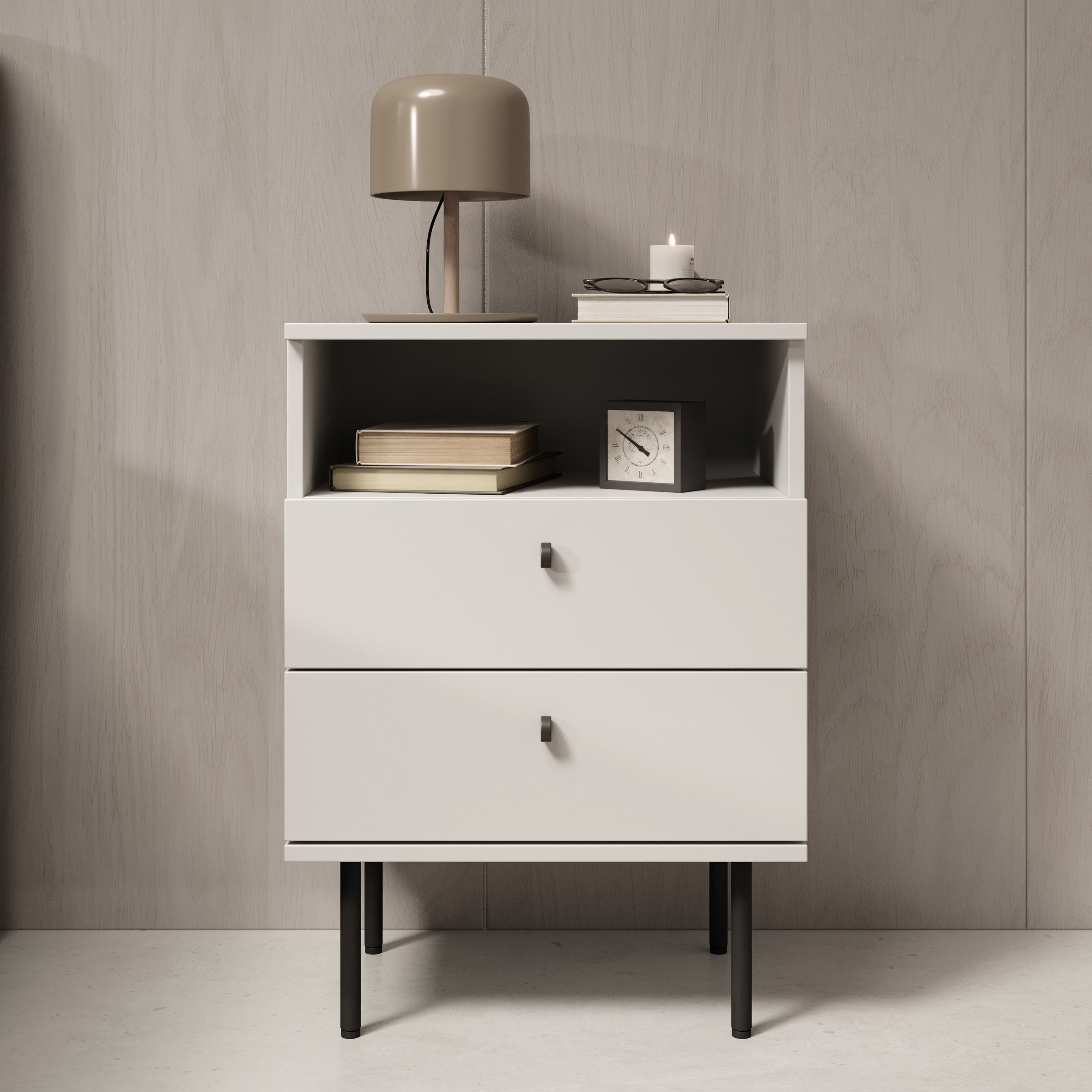 Hidde 2 - Nachtkastje - Wit - 50x36x69 cm