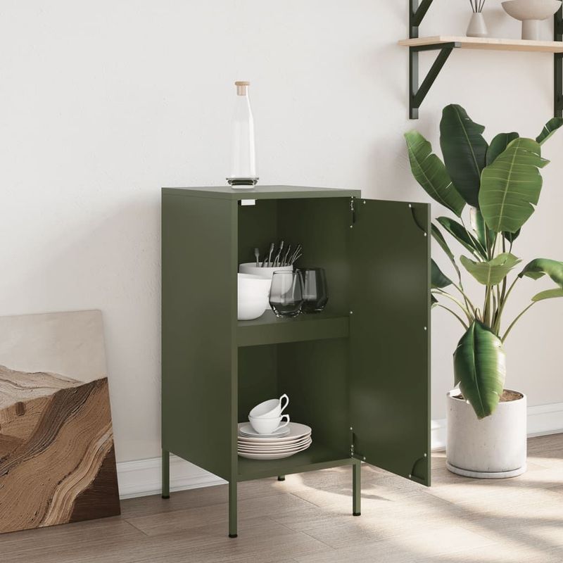 vidaXL - Dressoir - Olijfgroen - Staal - 36x39x79 cm