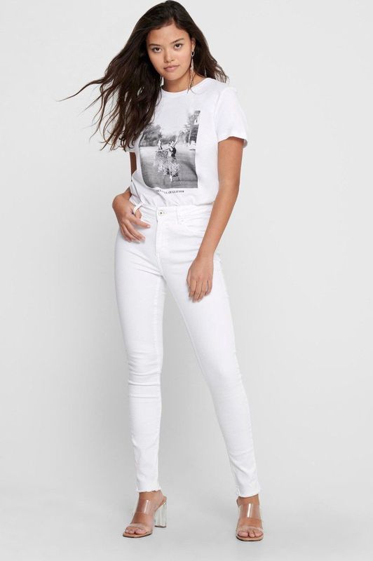 Only - Blush - Jeans - Wit - 93% Katoen - Skinny Fit