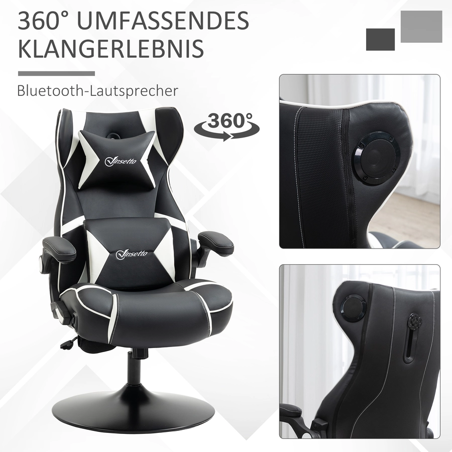 Vinsetto Gamingsessel mit Lautsprecher weiß, schwarz