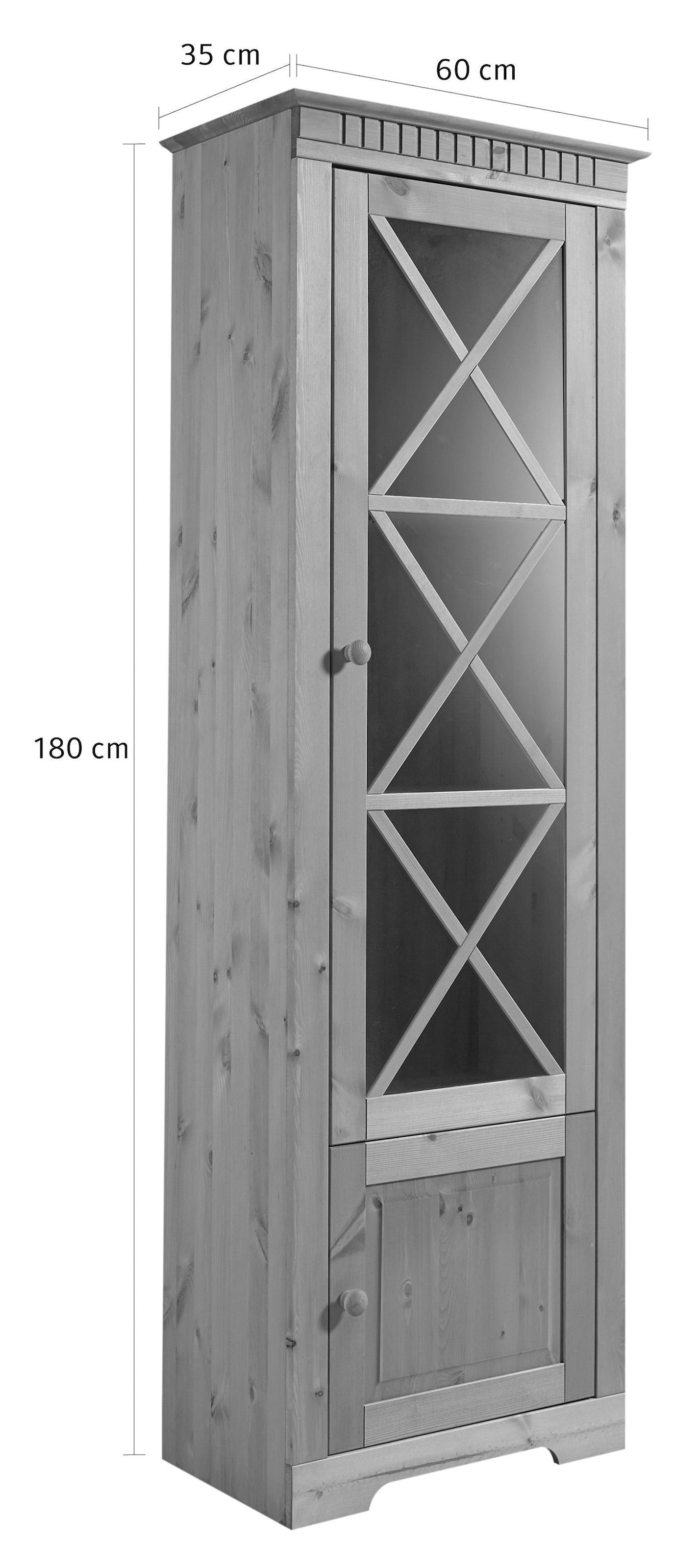 Home affaire Vitrine »Lisa« aus schönem massivem Kiefernholz, mit einer schönen Glastürfront