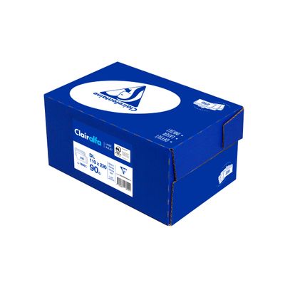 Clairefontaine Clairalfa - 250 Enveloppes DL 110 x 220 mm - 90 gr - sans fenêtre - blanc - bande adhésive