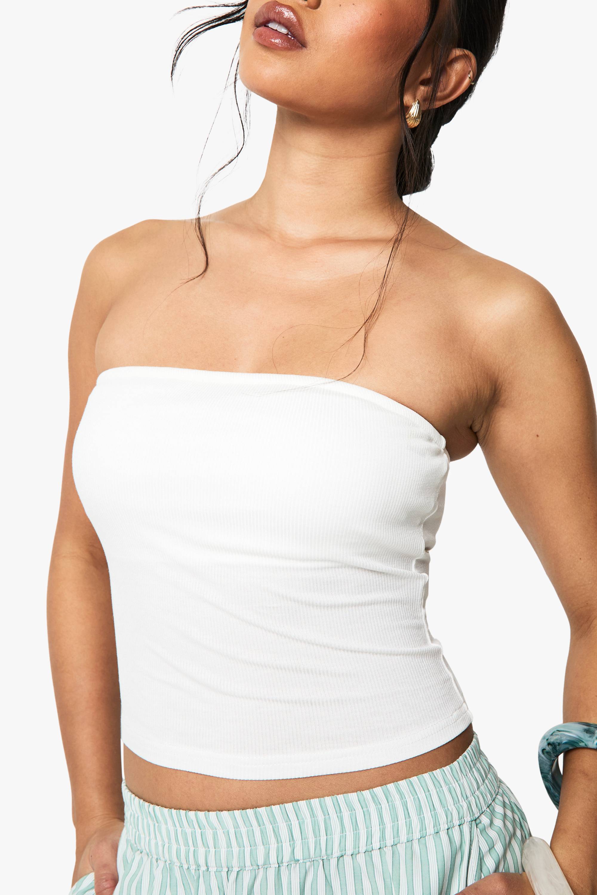 boohoo Top bandeau à nervures douces rembourré intégré