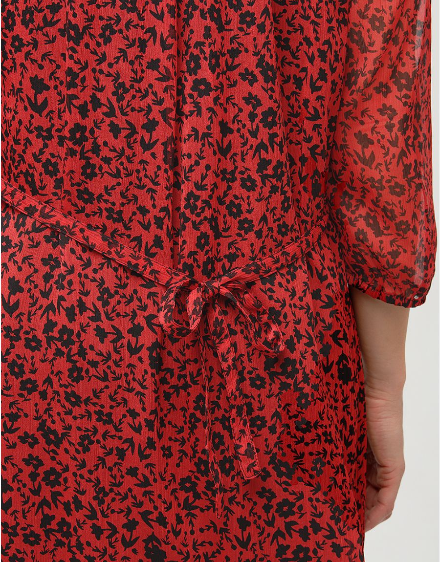 Robe voile imprimé rouge